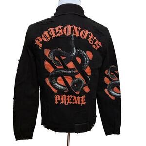 Preme NWOT Black Wash Graphic Jean Jacket Men M
